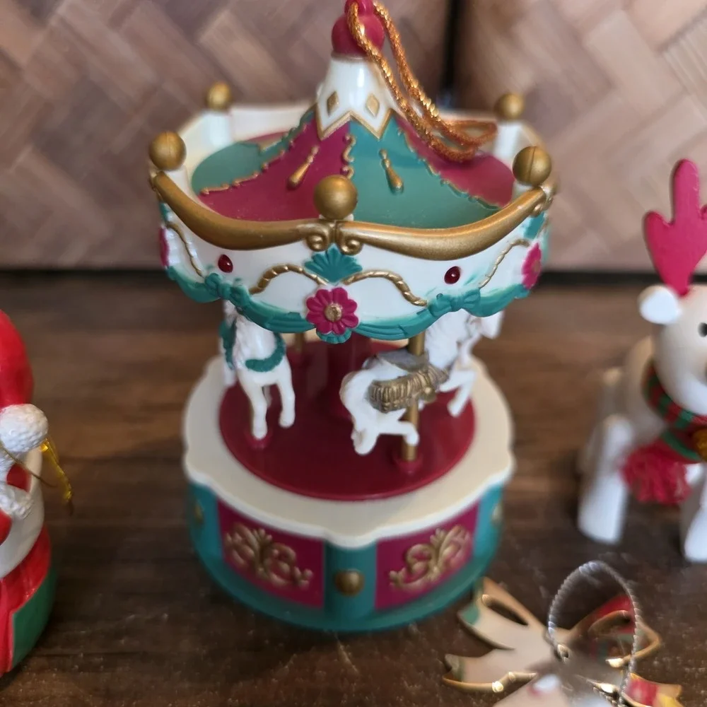 4‎ Avon Christmas Ornaments Festive Carousel Bear In Stocking Reindeer Tree
